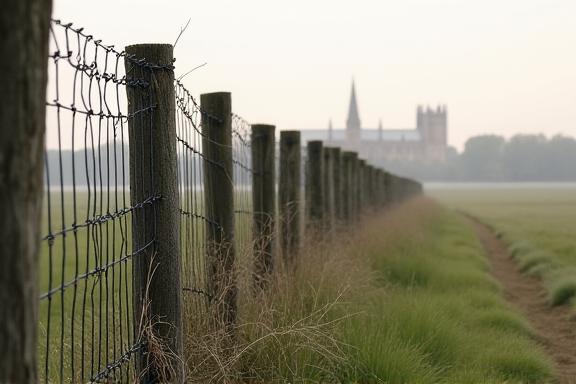 A simple fence line before the hedgerow was planted.
