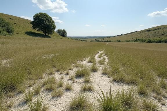 Degraded and sparse chalk grassland before intervention.